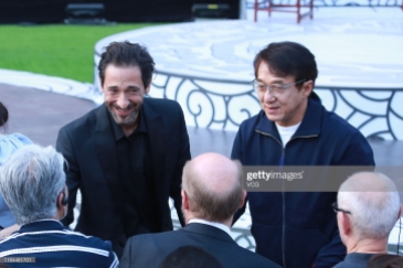 DATONG, CHINA - JULY 26: American actor/producer Adrien Brody (L) and actor Jackie Chan attend the Yungang Forum during the 5th Jackie Chan International Action Film Week on July 26, 2019 in Datong, Shanxi Province of China. (Photo by Visual China Group via Getty Images/Visual China Group via Getty Images)